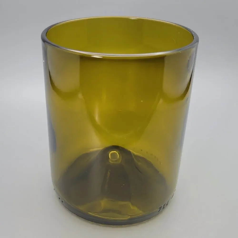New in Box Set of 2 Green Glass Co Recycled Wine Bottle Tumblers in Olive Green